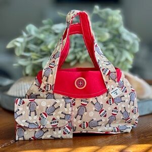 Playful Sock Monkey Print Hand Bag